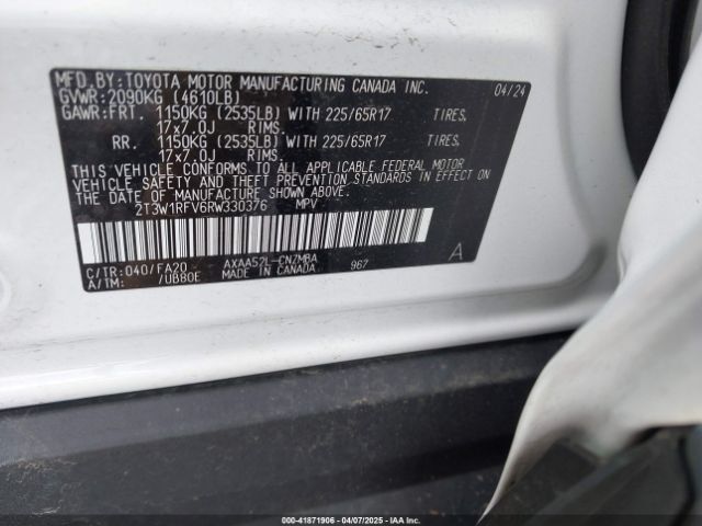2T3W1RFV6RW330376 Toyota Rav4 Xle