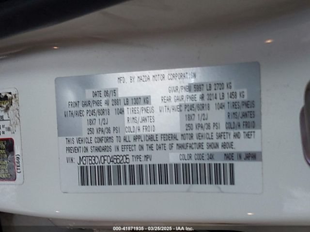 JM3TB3CV0F0466205 Mazda Cx-9 Touring