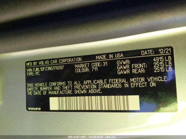 2022 VOLVO S60 7JRL12FZ3NG176097 Photo 8