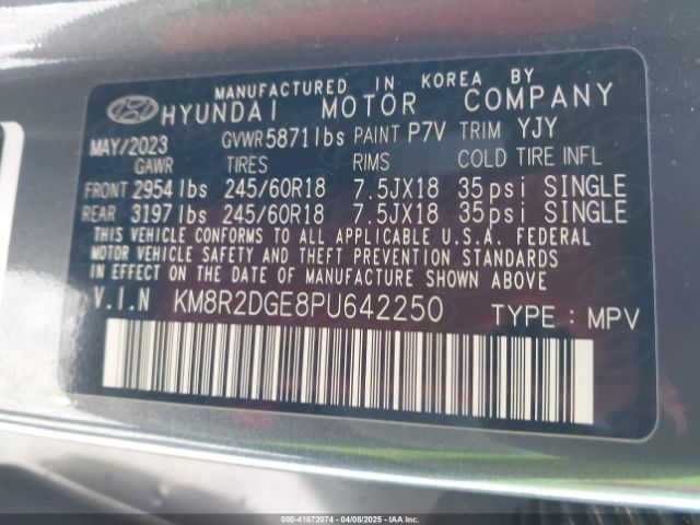 KM8R2DGE8PU642250 Hyundai Palisade Sel