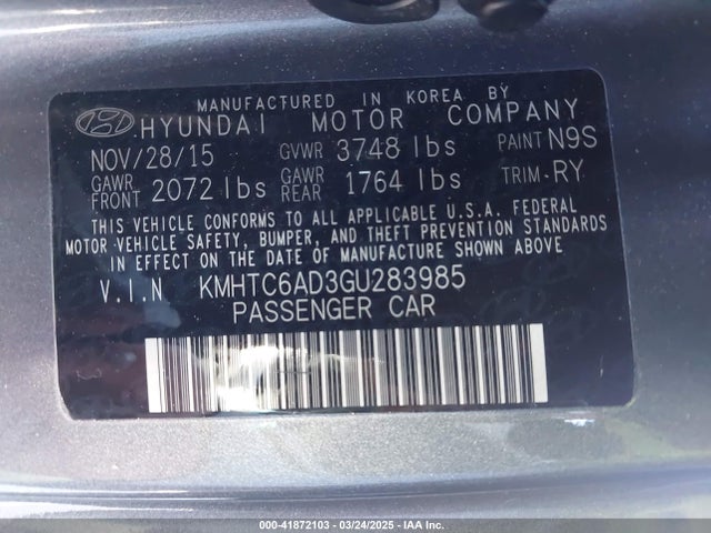 Hyundai Veloster 2016 KMHTC6AD3GU283985 Image 9
