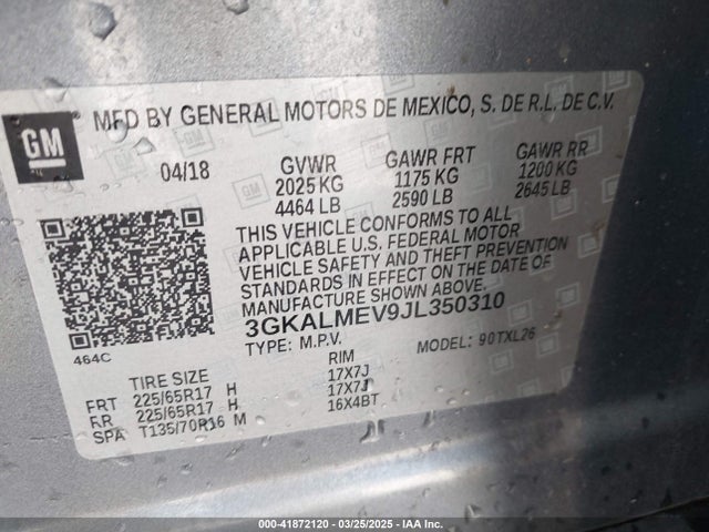 3GKALMEV9JL350310 GMC Terrain Sle