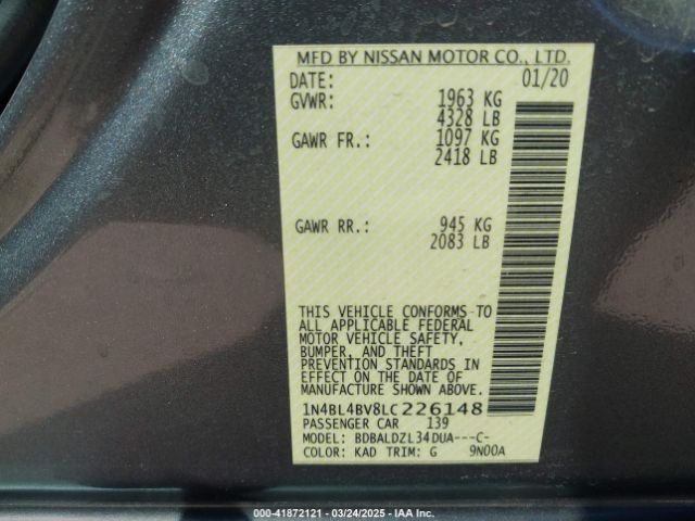 2020 NISSAN ALTIMA 1N4BL4BV8LC226148 Photo 8