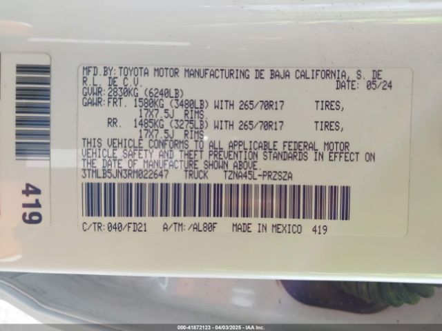 3TMLB5JN3RM022647 Toyota Tacoma Trd Off Road 4wd