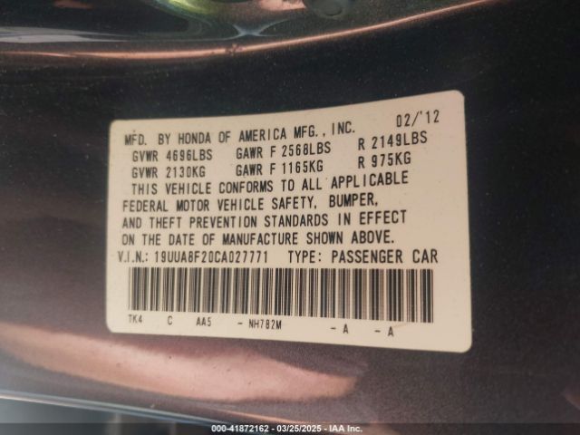 2012 ACURA TL 19UUA8F20CA027771 Photo 8