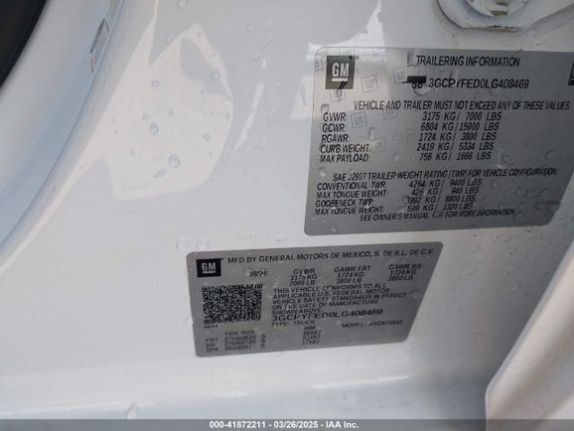 3GCPYFED0LG408469 Chevrolet Silverado 1500 4wd  Short Bed Lt Trail Boss