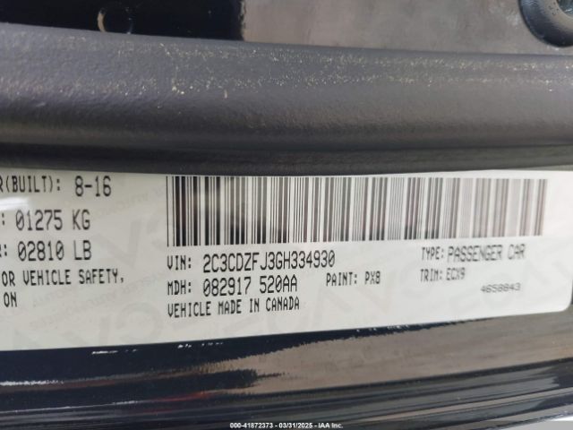 2C3CDZFJ3GH334930 Dodge Challenger 392 Hemi Scat Pack Shaker
