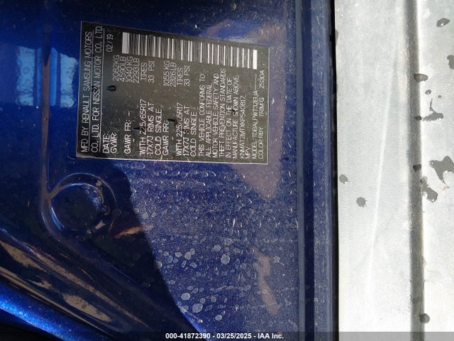 41872390 :رقم المزاد ، KNMAT2MTXKP540817 vin ، 2019 Nissan Rogue S مزاد بيع