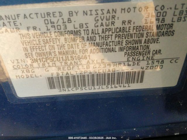 3N1CP5CU1JL516461 Nissan KICKS SR
