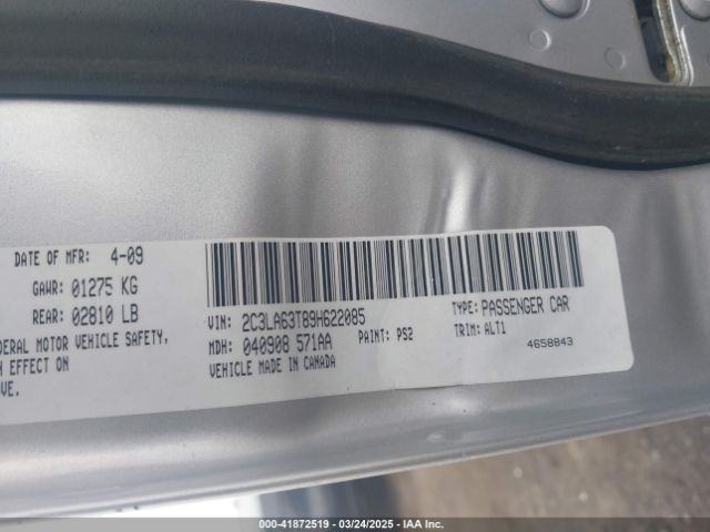 2009 CHRYSLER 300C 2C3LA63T89H622085 Photo 8