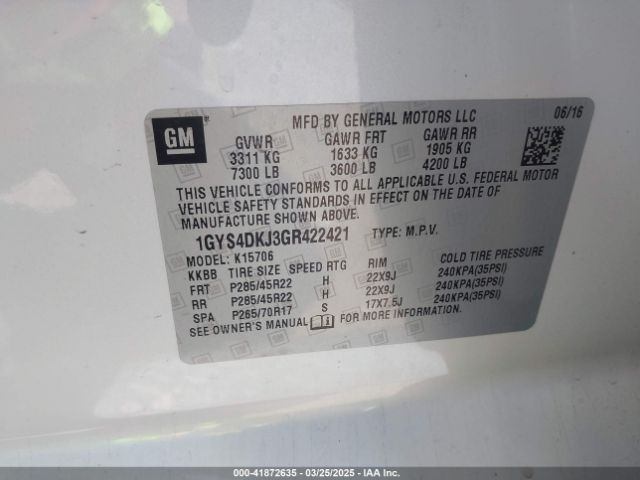 1GYS4DKJ3GR422421 Cadillac Escalade Platinum