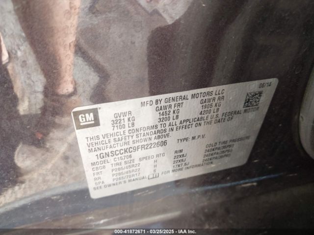 1GNSCCKC9FR222606 Chevrolet Tahoe Ltz