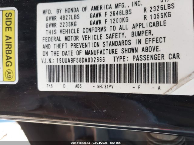 2013 ACURA TL 19UUA9F58DA002666 Photo 8