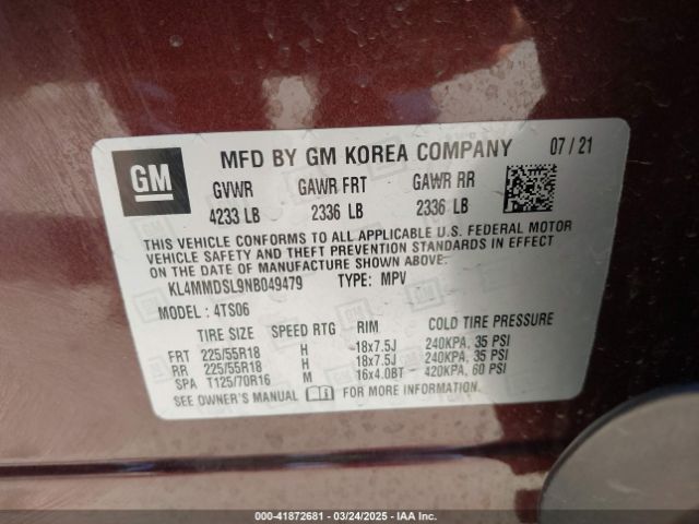 KL4MMDSL9NB049479 Buick Encore Gx Fwd Select