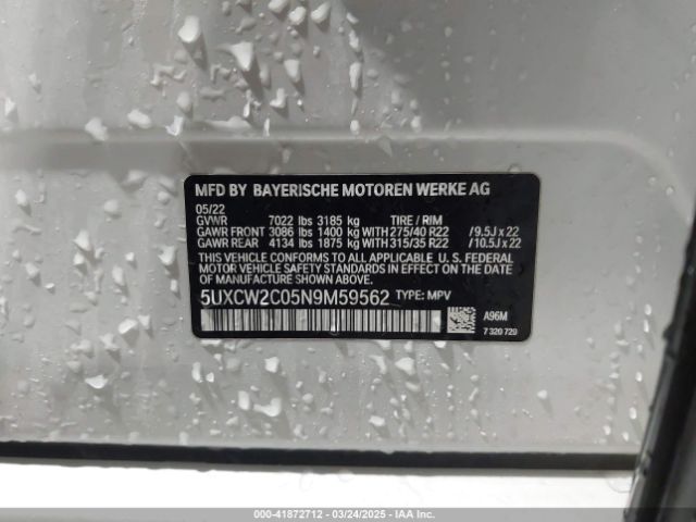 5UXCW2C05N9M59562 BMW X7 Xdrive40i