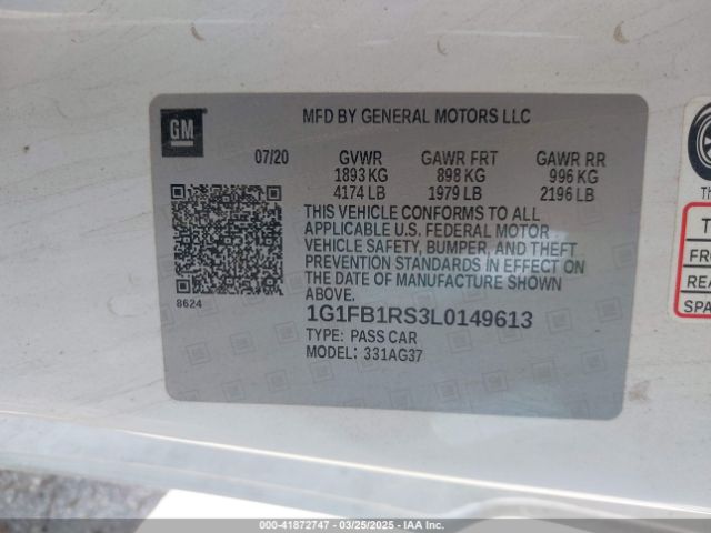 2020 CHEVROLET CAMARO 1G1FB1RS3L0149613 Photo 8