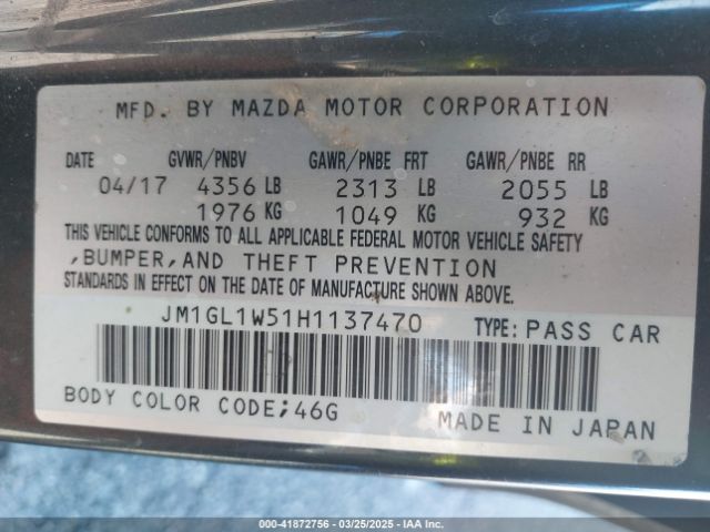 JM1GL1W51H1137470 Mazda Mazda6 Grand Touring