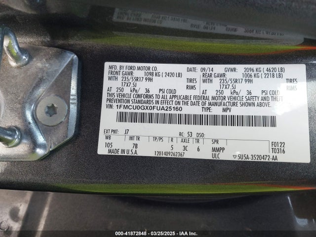 1FMCU0GX0FUA25160 Ford ESCAPE SE