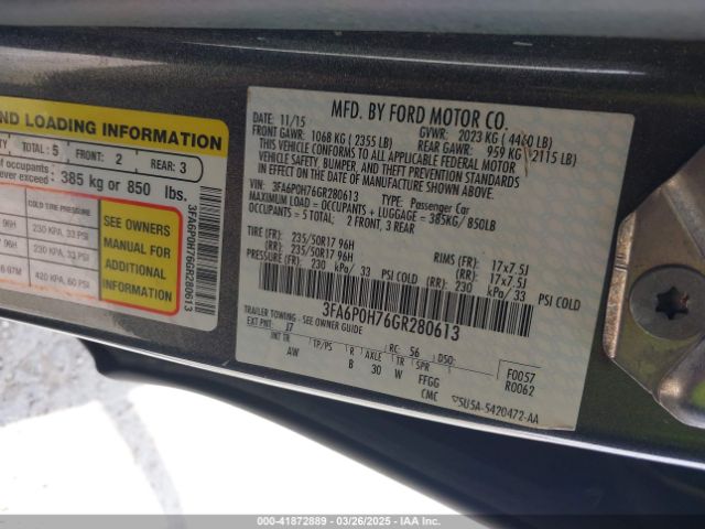 3FA6P0H76GR280613 Ford FUSION SE