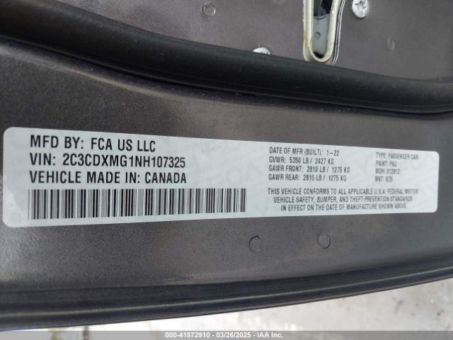 2C3CDXMG1NH107325 Dodge Charger Gt Awd