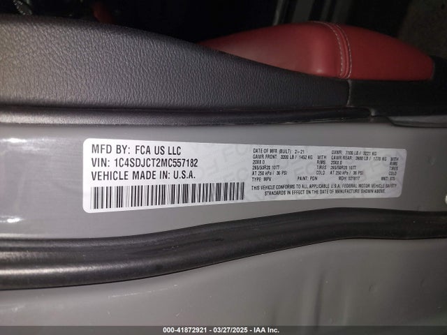 1C4SDJCT2MC557182 Dodge Durango R/t Awd