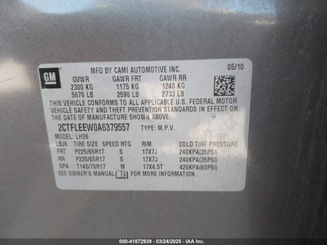 2010 GMC TERRAIN 2CTFLEEW0A6379557 Photo 8