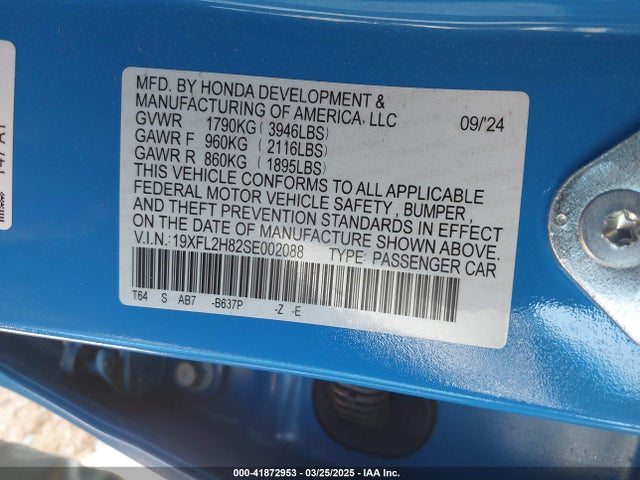 19XFL2H82SE002088 Honda Civic Sport