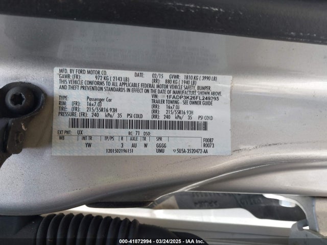 Ford FOCUS SE 2015 1FADP3K26FL249395 Image 9