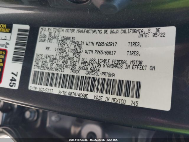 3TMAZ5CN6NM186713 Toyota Tacoma Trd Sport