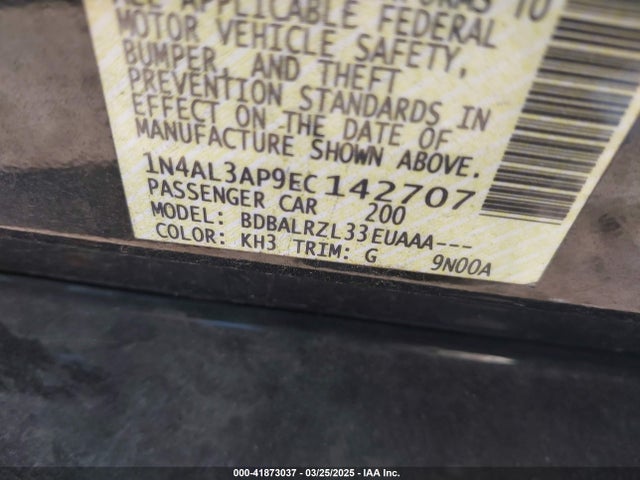 1N4AL3AP9EC142707 Nissan Altima 2.5 S