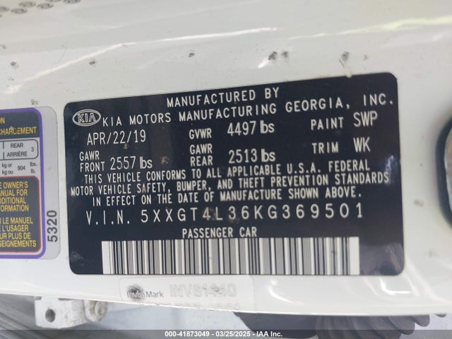 5XXGT4L36KG369501 KIA Optima S