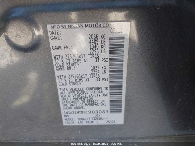 5N1AT2MT9FC903083 Nissan ROGUE S