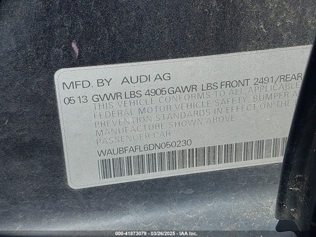 2013 AUDI A4 WAUBFAFL6DN050230 Photo 8