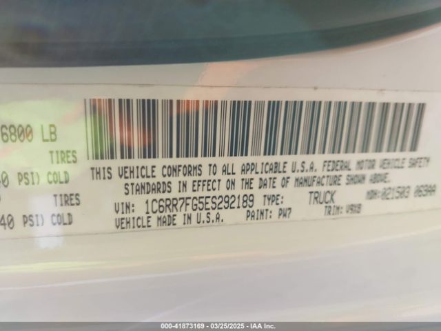 1C6RR7FG5ES292189 RAM 1500 Tradesman