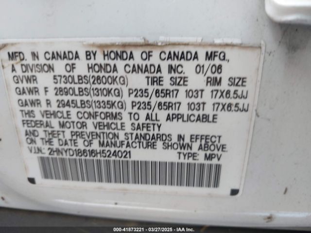 2006 ACURA MDX 2HNYD18616H524021 Photo 8