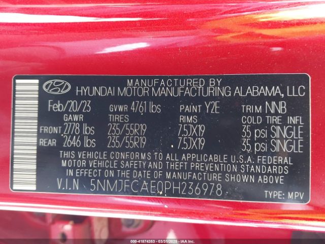 2023 HYUNDAI TUCSON 5NMJFCAE0PH236978 Photo 8