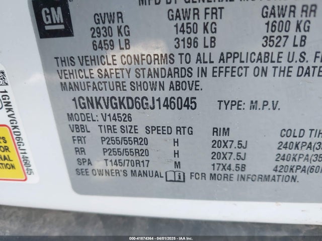 1GNKVGKD6GJ146045 Chevrolet Traverse 1lt