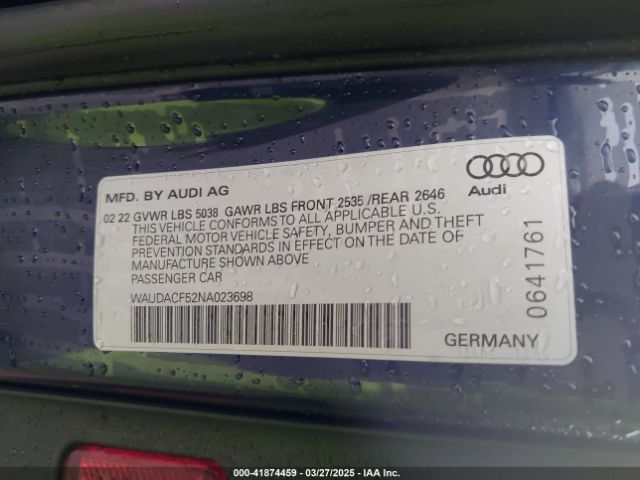 2022 AUDI A5 SPORTBACK WAUDACF52NA023698 Photo 8