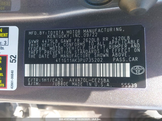 Toyota CAMRY SE 2023 4T1G11AK3PU735202 Image 9