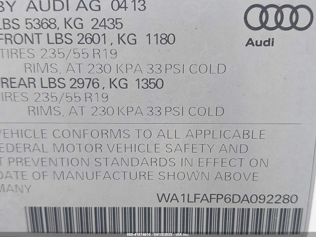 2013 AUDI Q5 WA1LFAFP6DA092280 Photo 8