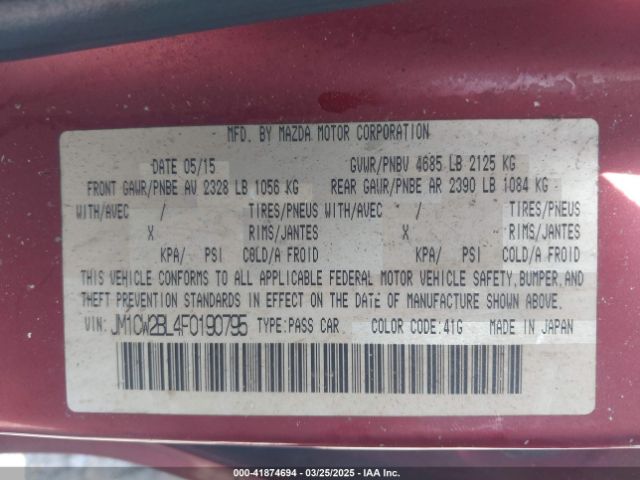 JM1CW2BL4F0190795 Mazda Mazda5 Sport