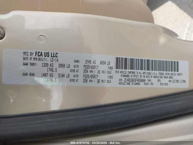 2C4RDGBG3FR658800 Dodge Grand Caravan Se
