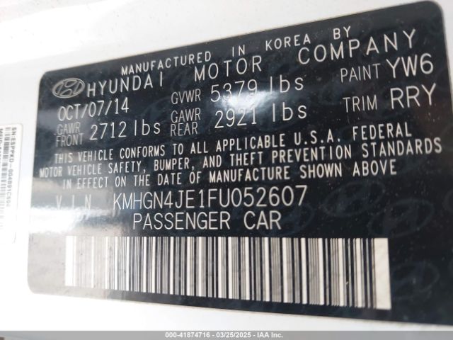 KMHGN4JE1FU052607 Hyundai Genesis 3.8