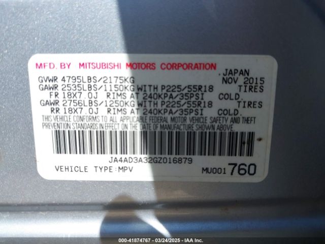 JA4AD3A32GZ016879 Mitsubishi Outlander Se