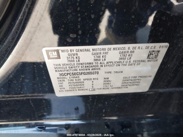 3GCPCSEC5FG265070 Chevrolet Silverado 1500 1lz