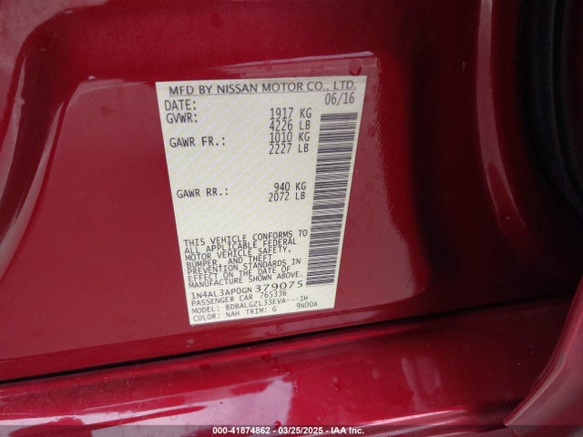 Nissan Altima 2.5 S 2016 1N4AL3AP0GN379075 Image 9