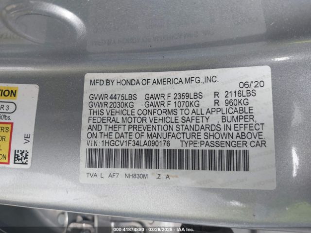 1HGCV1F34LA090176 Honda Accord Sport