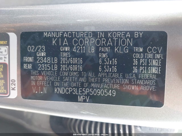 KNDCP3LE5P5090549 KIA NIRO LX
