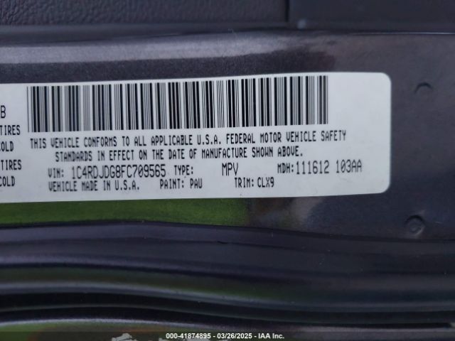 1C4RDJDG8FC709565 Dodge DURANGO LIMITED