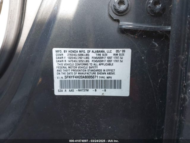 2010 HONDA PILOT 5FNYF4H20AB005071 Photo 8